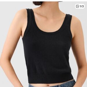 XS, GAP, CashSoft Cropped Tank, Black, never worn, scoop neck, cotton-blend